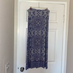 Blue and white paisley skirt